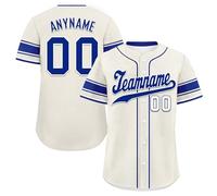 AWSOLE Custom Pinstripe Baseball Jersey - Retro 90s Hip Hop Personalized Button-Up Shirt for Men Women Youth Sports Streetwear Navy Blue White