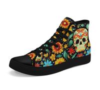 AWSOLE Gothic Skull High-Top Canvas Sneakers for Men Women Bold and Edgy Sneaker Design for Casual Wear Flat Walking Shoes
