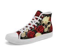 AWSOLE Gothic Skull High-Top Canvas Sneakers for Men Women Bold and Edgy Sneaker Design for Casual Wear Flat Walking Shoes