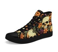 AWSOLE Gothic Skull High-Top Canvas Sneakers for Men Women Bold and Edgy Sneaker Design for Casual Wear Flat Walking Shoes