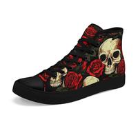AWSOLE Gothic Skull High-Top Canvas Sneakers for Men Women Bold and Edgy Sneaker Design for Casual Wear Flat Walking Shoes