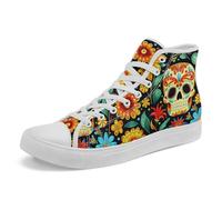 AWSOLE Gothic Skull High-Top Canvas Sneakers for Men Women Bold and Edgy Sneaker Design for Casual Wear Flat Walking Shoes
