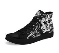 AWSOLE Gothic Skull High-Top Canvas Sneakers for Men Women Bold and Edgy Sneaker Design for Casual Wear Flat Walking Shoes