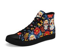 AWSOLE Gothic Skull High-Top Canvas Sneakers for Men Women Bold and Edgy Sneaker Design for Casual Wear Flat Walking Shoes