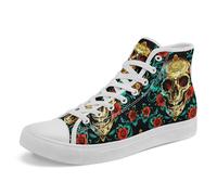 AWSOLE Gothic Skull High-Top Canvas Sneakers for Men Women Bold and Edgy Sneaker Design for Casual Wear Flat Walking Shoes
