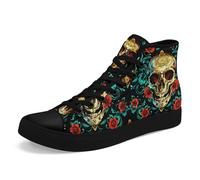 AWSOLE Gothic Skull High-Top Canvas Sneakers for Men Women Bold and Edgy Sneaker Design for Casual Wear Flat Walking Shoes