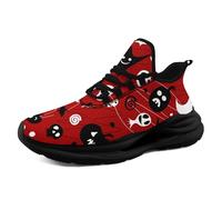 AWSOLE Halloween Lightweight Breathable Sneakers for Men Women Gift Unisex Ghost Pumpkin Comfort Cushioned Gym Running Shoes Black White Red