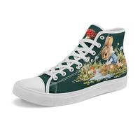 AWSOLE High Top Canvas Sneakers for Women&Men Black Vintage Forest Animal Mushrooms Bird Lightweight Casual Flat Canvas Shoes