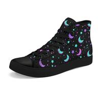 AWSOLE Moon&Star High-Top Canvas Sneakers for Women Men Youth Fashion Lightweight Shoes Stylish Casual Flat Walking Shoes
