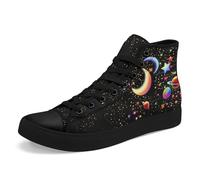 AWSOLE Moon&Star High-Top Canvas Sneakers for Women Men Youth Fashion Lightweight Shoes Stylish Casual Flat Walking Shoes