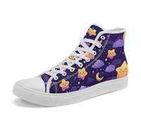 AWSOLE Moon&Star High-Top Canvas Sneakers for Women Men Youth Fashion Lightweight Shoes Stylish Casual Flat Walking Shoes