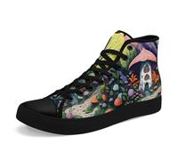 AWSOLE Mushroom Forest High Top Canvas Sneakers for Women Men Vintage Gothic Aesthetic Shoes Natural Print Casual Shoes
