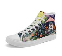 AWSOLE Mushroom Forest High Top Canvas Sneakers for Women Men Vintage Gothic Aesthetic Shoes Natural Print Casual Shoes