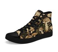 AWSOLE Mushroom Forest High Top Canvas Sneakers for Women Men Vintage Gothic Aesthetic Shoes Natural Print Casual Shoes