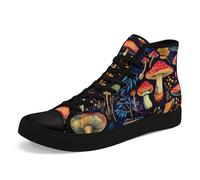 AWSOLE Mushroom Forest High Top Canvas Sneakers for Women Men Vintage Gothic Aesthetic Shoes Natural Print Casual Shoes