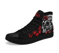 AWSOLE Skull High Top Sneaker for Men Women Fashion Rose Gothic Canvas Shoes Unisex Lace Up Casual Trendy Walking Flat Shoes
