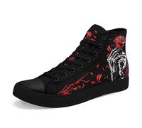 AWSOLE Skull High Top Sneaker for Men Women Fashion Rose Gothic Canvas Shoes Unisex Lace Up Casual Trendy Walking Flat Shoes
