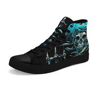 AWSOLE Skull High Top Sneaker for Men Women Fashion Rose Gothic Canvas Shoes Unisex Lace Up Casual Trendy Walking Flat Shoes