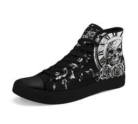 AWSOLE Skull High Top Sneaker for Men Women Fashion Rose Gothic Canvas Shoes Unisex Lace Up Casual Trendy Walking Flat Shoes