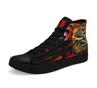 AWSOLE Skull High Top Sneaker for Men Women Fashion Rose Gothic Canvas Shoes Unisex Lace Up Casual Trendy Walking Flat Shoes