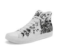 AWSOLE Skull High Top Sneaker for Men Women Fashion Rose Gothic Canvas Shoes Unisex Lace Up Casual Trendy Walking Flat Shoes