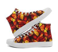 AWSOLE Stained Glass Print High Top Canvas Sneakers for Women Men Colorful Lightweight Fashion Lace Up Casual Walking Shoes