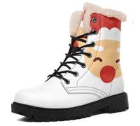 AWSOLE Unisex Christmas Ankle Boots Warm Winter Lace-Up Snow Boots Faux-Fur Lined Rubber Sole Xmas Lace-up Combat Booties