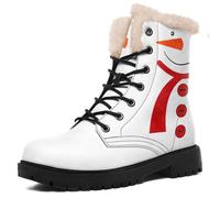 AWSOLE Unisex Christmas Ankle Boots Warm Winter Lace-Up Snow Boots Faux-Fur Lined Rubber Sole Xmas Lace-up Combat Booties