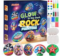 Awsoo Shell & Rock Painting Kit Space and Rocky Glow in The Dark Arts and Crafts for Kids Ages 6 7 8 9 10 11 12, Art Supplies Craft Paint Kits, Birthday Party Gift Toy