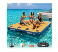 AWSUM Inflatable Floating Dock for Water Activities, 6FT/8FT/10FT Water Mat | With Non-Slip Surface, Load Capacity 450-900 lbs, Capacity for 3-8 People, Water Platform for Lake, Pool, Beach & Ocean