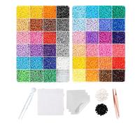 Awubsd 48 Colors Fuse Beads Kit 2.6mm Iron Beads Mini Hammer Beads | Fuse Beads Craft Kit with Pegboard Ironing Papers Bead Pen Tweezer and Storage Supplies for Arts and Diy Crafts