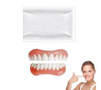 Awubsd Complete Silicone False Denture Set that Fits Over Existing Teeth | Upper and Lower Removable Dentures with 50 g Heat-Softened Fitting Material and Travel Case