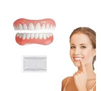 Awubsd False Teeth Set Full Dentures,Soft and Comfortable Fit Adjustable | Upper and Lower Cosmetic Fitting Material for Removable, Travel-Friendly Wear