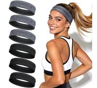 Awumbuk 6 Pack Sweat Headbands for Women, Non Slip Workout Headbands with Silicone Grip, Moisture Wicking Athletic Headband for Running, Yoga, Gym, Hiking, Gardening & Daily Activities