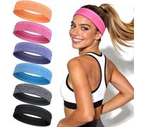 Awumbuk 6 Pack Sweat Headbands for Women, Non Slip Workout Headbands with Silicone Grip, Moisture Wicking Athletic Headband for Running, Yoga, Gym, Hiking, Gardening & Daily Activities