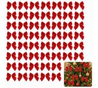 AWUONFS 48 Red Christmas Bows, Flocked Bows for Tree Decor,Each 5.5 x 5 cm | Red Velvet Bows For Christmas Decor, Flocked Finish, Reusable, Ideal For Trees, Wreaths, Gift Wrapping And DIY Crafts