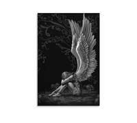 AWUPBDKR Lack And White Angel Wings,Abstract Gothic Fallen Angel Canvas Poster Wall Art Bedroom Decor Office Living Room Kitchen Decor Gift 24x36inch(60x90cm)