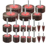 Awutzut 20PCS Grain 80 Fiber Flap Wheel Set for 6mm Shank Drill, Cordless Screwdriver, Straight Grinder