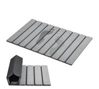 AWW Foldable Stone Bath Mat, Quick Dry Diatomaceous Earth Bath Mat with Non-Slip Mat, Super Absorbent, Easy to Clean, Compact for Small Bathrooms, 23.6 x 15.5, Grey