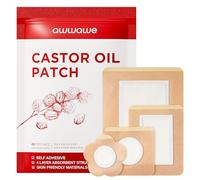 awwawe Castor Oil Wrap Patches (40 Count), 4 Assorted Sizes, Anti-Leak, Skin-Friendly & Breathable, No-Wash Cotton Pads for Belly, Joints & Body Care, Disposable