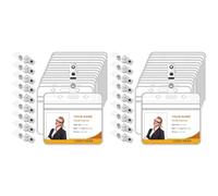 Awwertse 100 Pcs Horizontal Badge Holder with Metal Clips Clear Name Tag Badge Holders with Waterproof