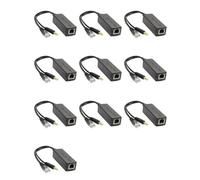 Awwertse 10X Gigabit Mini PoE Splitter 10/100Mbps POE Splitter DC Output 12V Power over Ethernet IEEE 802.3af for IP Came Black