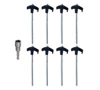Awwertse 200mmx8pcs Metal Tent Spikes Camping Pegs Drill in Ground Anchors Spiral with Hex Socket Stakes Camping Stakes A