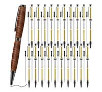 Awwertse 20pcs 7mm Slim Pen Set with Refills Wood Rotary Pen Kit Lathe Turning Supplies for DIY Copper Friends Teacher Student C