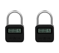Awwertse 2X Metal Timer Lock LCD Display Multi-Function Electronic Time 99 Hours Max Timing USB Rechargeable Timer Padlock,Black