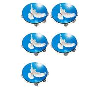 Awwertse 5pcs 10 Inch Peace Double Layer Hand Tambourine