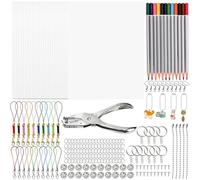 Awwertse for Art and DIY 198pcs Shrink Plastic Sheet Kit, 20PCS Shrink Film Paper, 12 Colored Pencils, Open Iron Ring