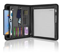 Awwertse Leather Padfolio Portfolio Binder Organizer, with 20 Pages Notepad & 13" Tablet Sleeve,for Letter Size A4 Men Women