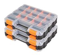 Awwertse Tool Box with Transparent Lid, 34-Compartment Double-Sided Organizer Featuring Removable Dividers in 2-Pack