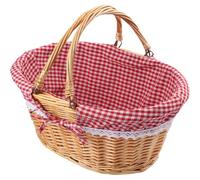 Awwertse Wicker Picnic Baskets 14 Inch with Handle& Checkered Liner, for Fruit, Wine Wedding Baskets